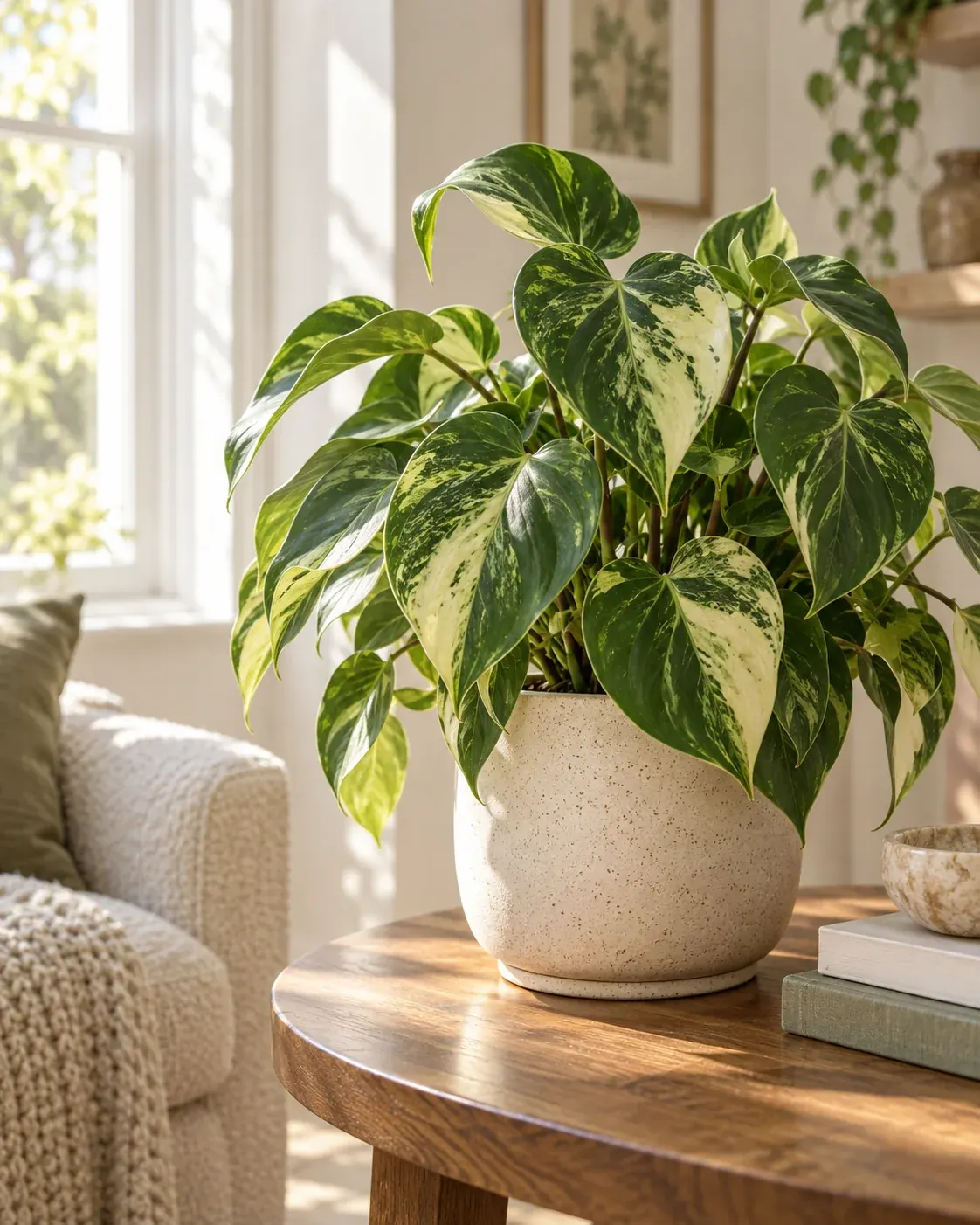 Variegated houseplant in a sunlit home